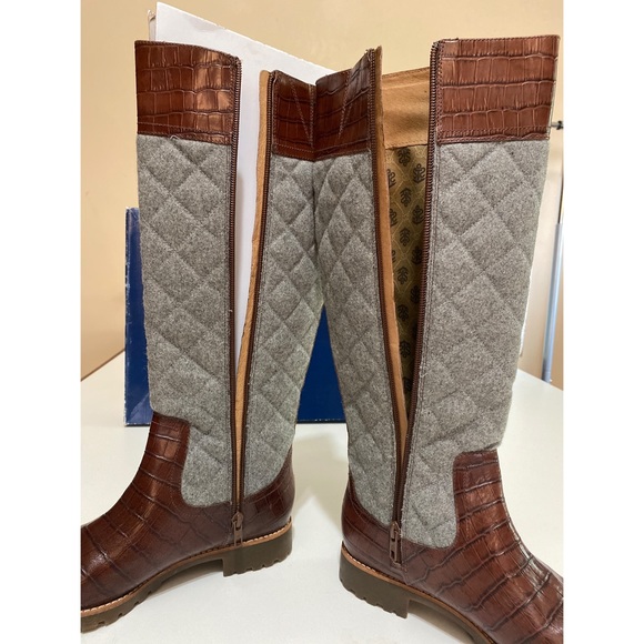 Sperry Topsliders Gray Diamond Quilted Brown Leather Boots Size 8 very classy - Picture 4 of 14